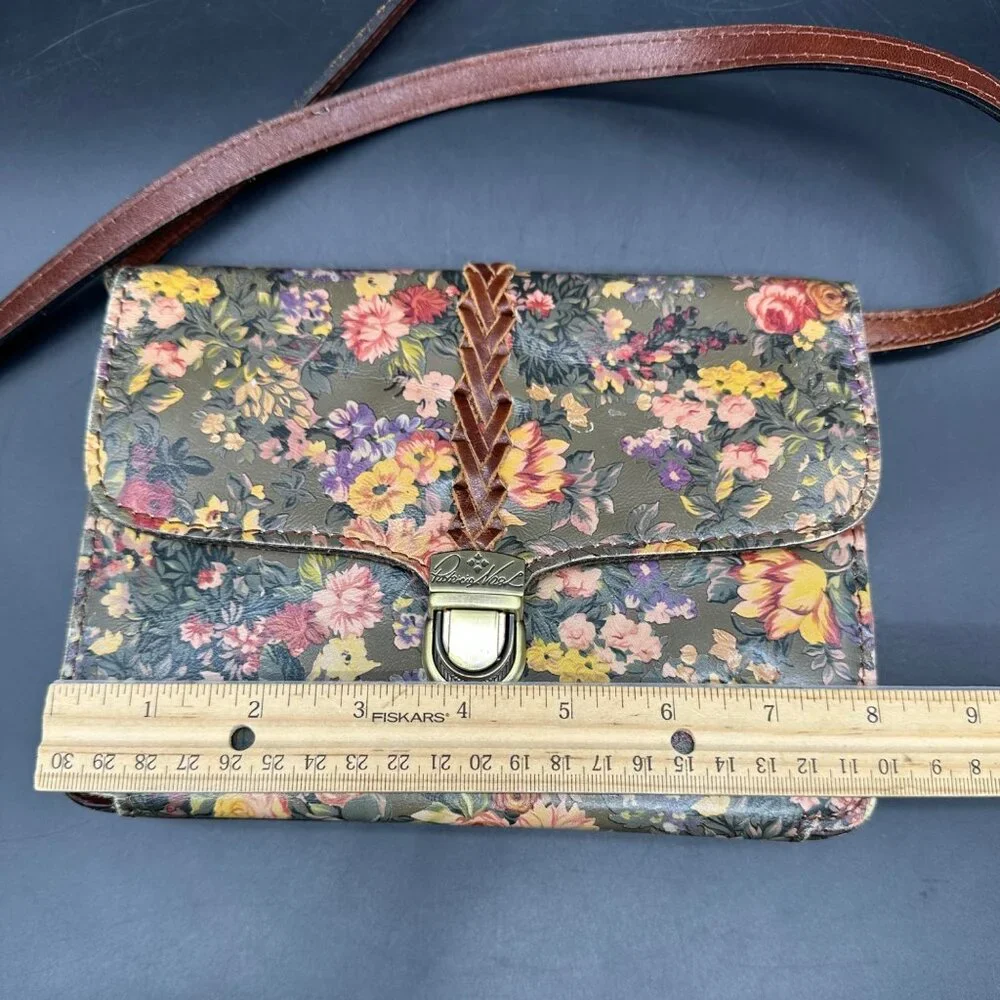 Patricia Nash Floral Leather Crossbody Shoulder Bag Purse Removable Strap Clutch